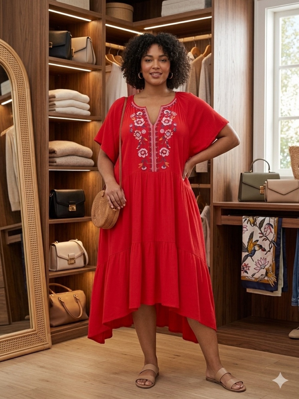 Knox Rose Red Embroidered Boho Dress